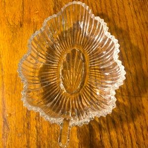 Glass/Crystal Leaf-shaped Trinket Dish.